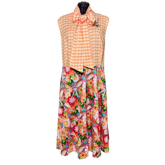 Looney Tunes x Unique Vintage Collaboration 2XL Bugs Bunny Gingham Floral Dress - Picture 1 of 8